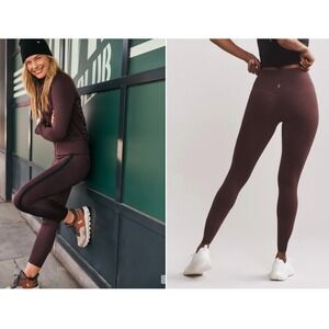 Rhone Alpine Fleece Legging Burgundy Side Stripe Size S Athletic Warm Active